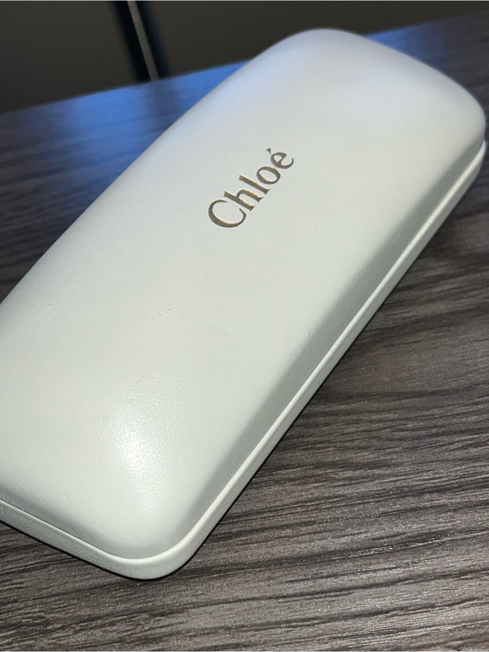 Chloé Eyeglasses Case Beige Hard Shell Gold Logo Designer Replacement Case